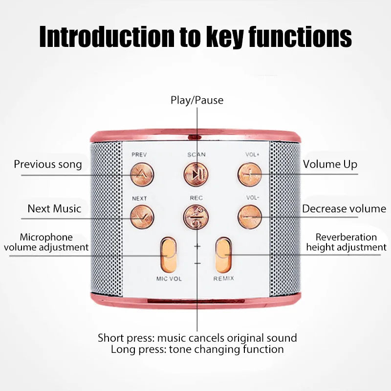 Micrófono Inalámbrico para karaoke Micrófono con Altavoz USB