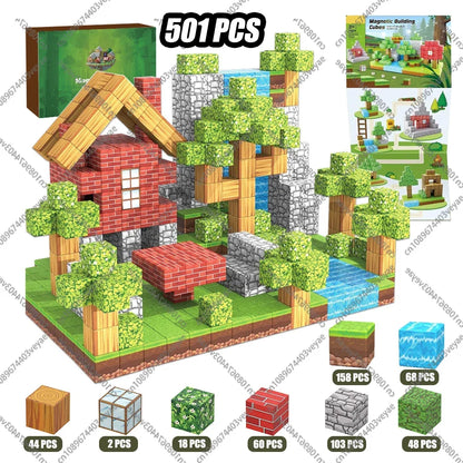 Bloques de construcción magnéticos - Set de construcción STEM Mine World para niños