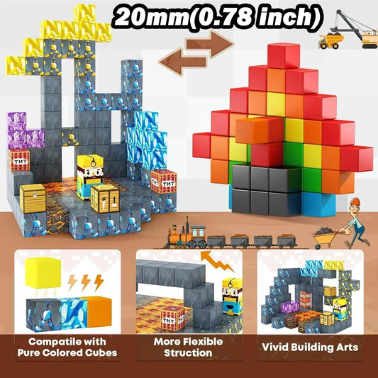 Bloques de construcción magnéticos - Set de construcción STEM Mine World para niños