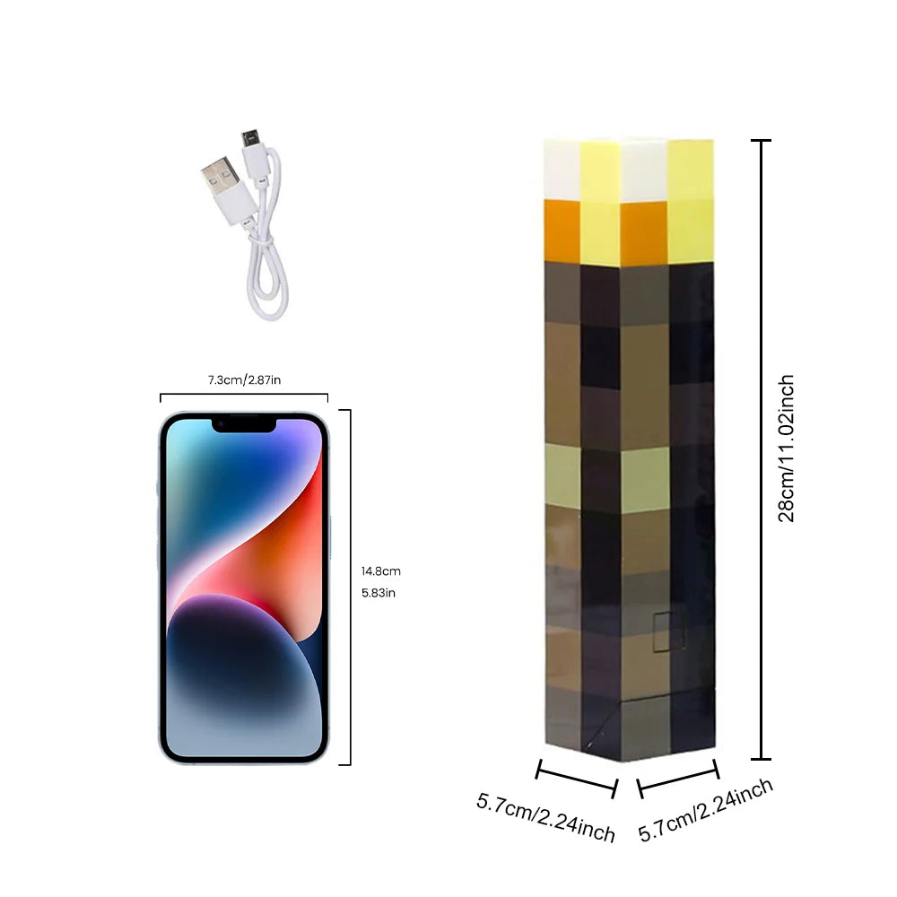 Lámpara de pared Minecraft Pixel Torch