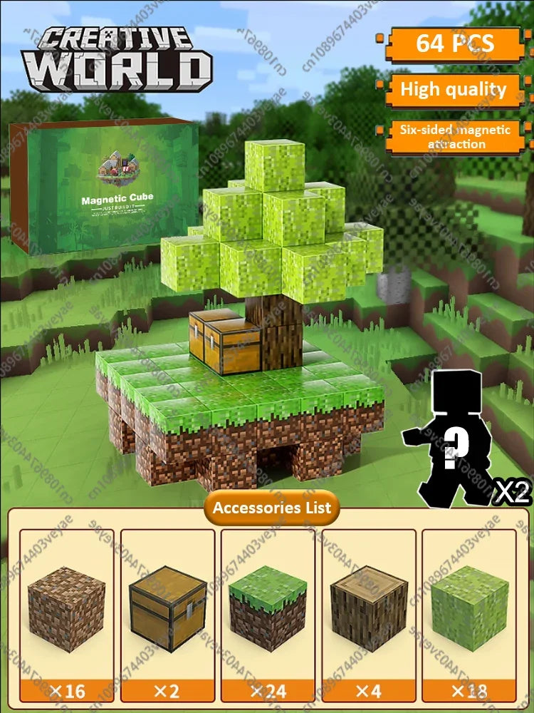 Bloques de construcción magnéticos - Set de construcción STEM Mine World para niños