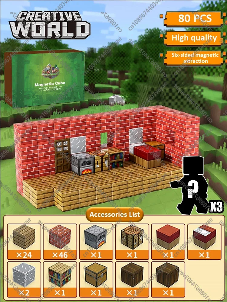 Bloques de construcción magnéticos - Set de construcción STEM Mine World para niños