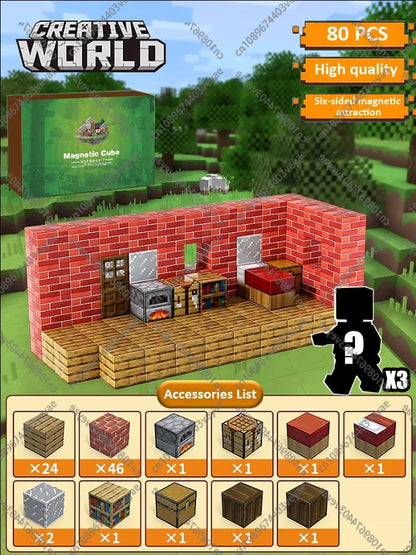 Bloques de construcción magnéticos - Set de construcción STEM Mine World para niños