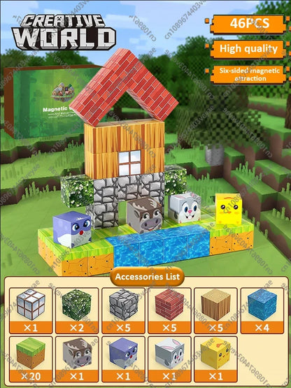 Bloques de construcción magnéticos - Set de construcción STEM Mine World para niños