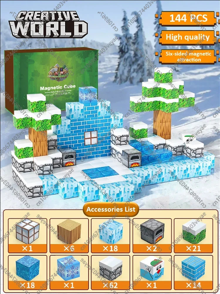 Bloques de construcción magnéticos - Set de construcción STEM Mine World para niños