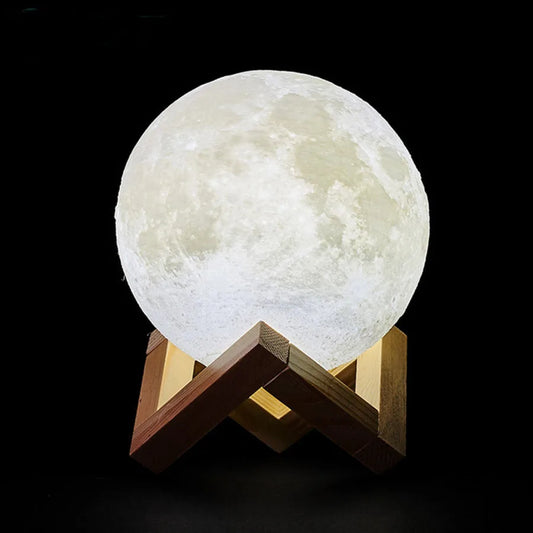 Lámpara LED recargable con diseño de luna impresa en 3D para iluminación nocturna