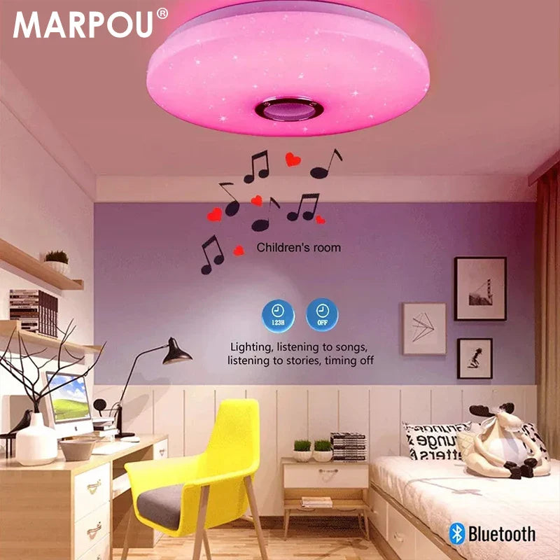 MARPOU Lámparas de Techo Unteligentes y modernas RGB con altavoz Bluetooth