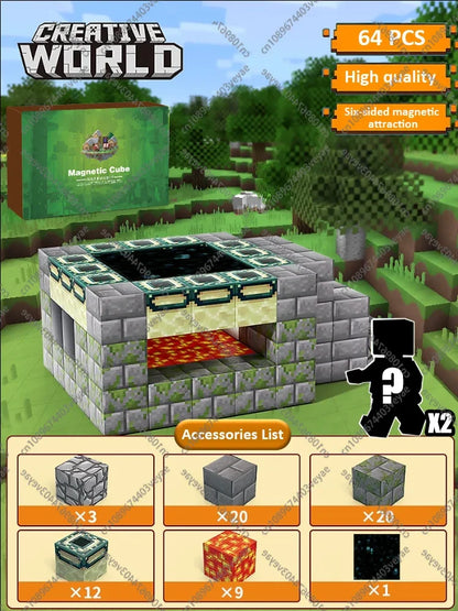 Bloques de construcción magnéticos - Set de construcción STEM Mine World para niños