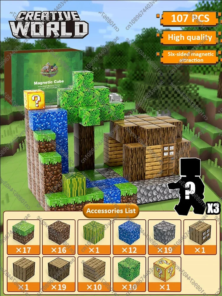 Bloques de construcción magnéticos - Set de construcción STEM Mine World para niños