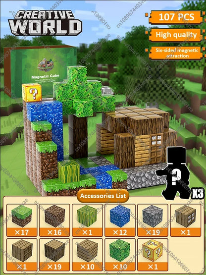 Bloques de construcción magnéticos - Set de construcción STEM Mine World para niños