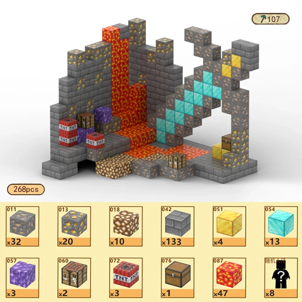 Bloques de construcción magnéticos - Set de construcción STEM Mine World para niños