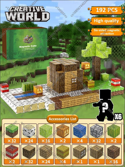 Bloques de construcción magnéticos - Set de construcción STEM Mine World para niños